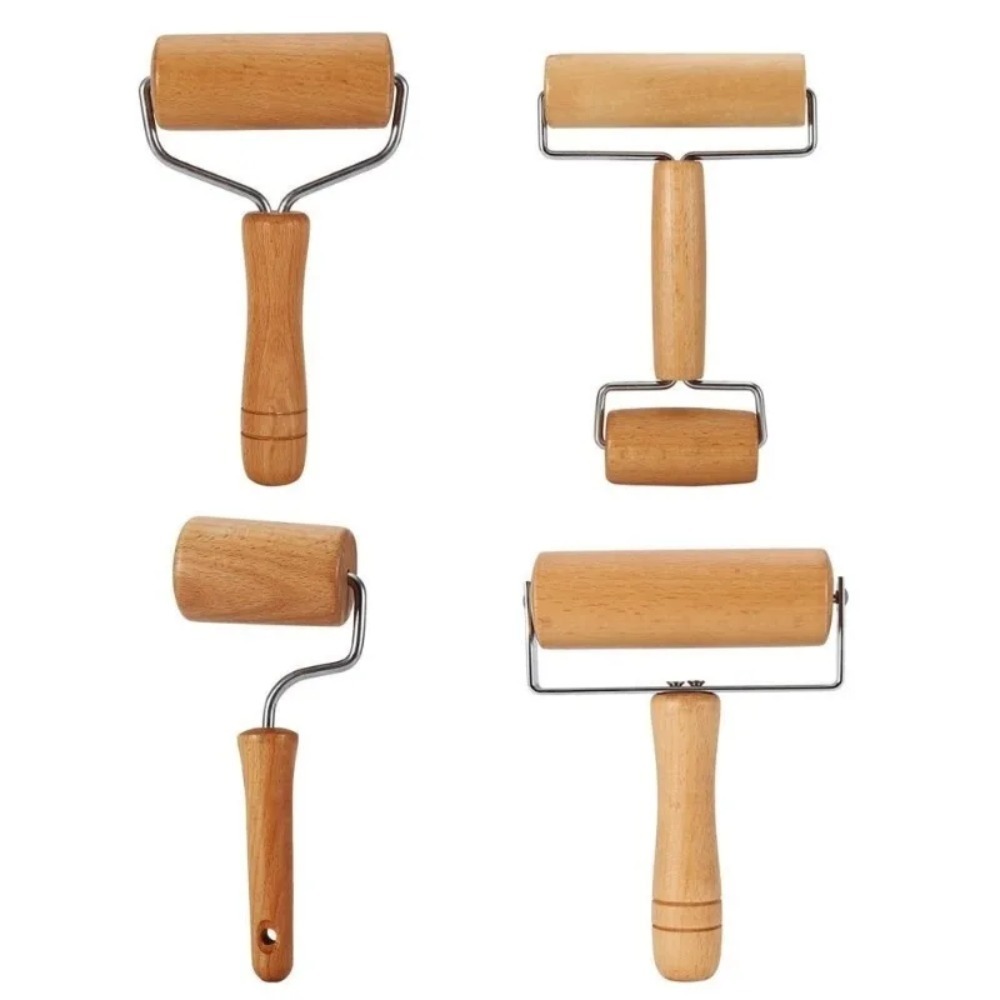 Kitchen Roller Baking - 1個 木製ローリングピン ハンドヘルドペストリーローラー ピザと餃子の焼き付け用 無垢材生地ローラー 便利なキッチン用品