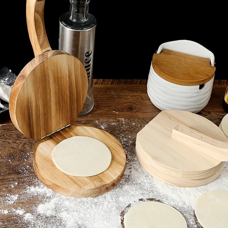 Kitchen Roller Baking - 木製の手動式生地ローラー1個、トルティーヤ生地や餃子の皮を作るための型、キッチン用ベーキングペストリーマシン。