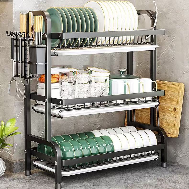 Kitchen Baking Rack - 多段式キッチン収納ラック、ベーキングラック、蒸し器用ラック、調理器具やカップを収納できるオーガナイザー、カウンタートップのスペースを有効活用できるブラック