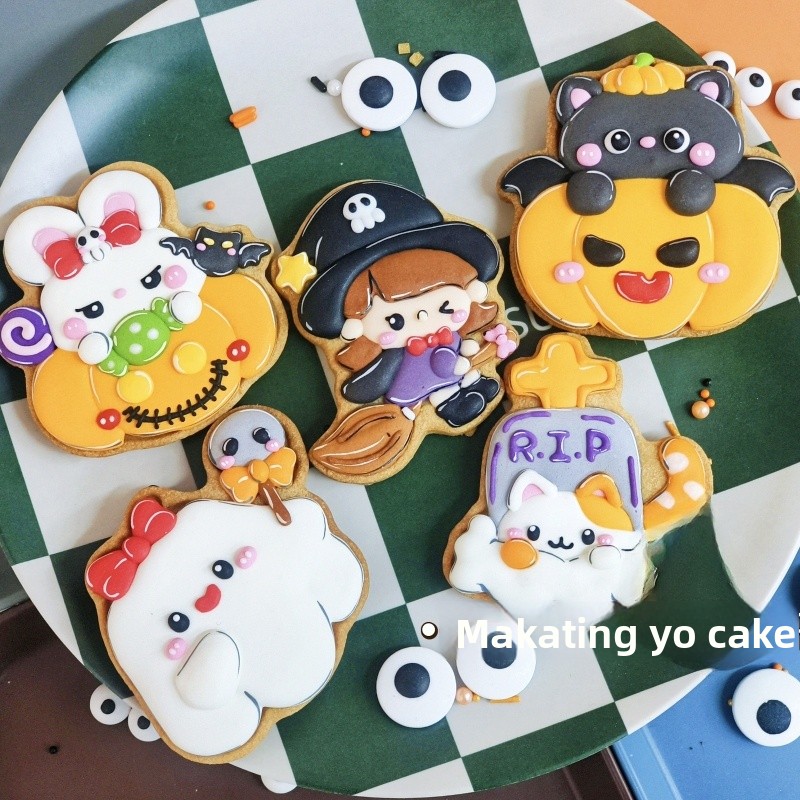 ハロウィーン、カボチャ、魔女、幽霊、漫画、砂糖クッキー、焼き - Kitchen Witch Baking のレビューと価格