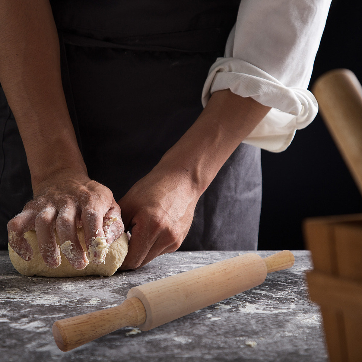 高級ラバーウッド製、丈夫な麺棒。パスタ、ビスケット、ピザ、フ - Kitchen Roller Baking のレビューと価格