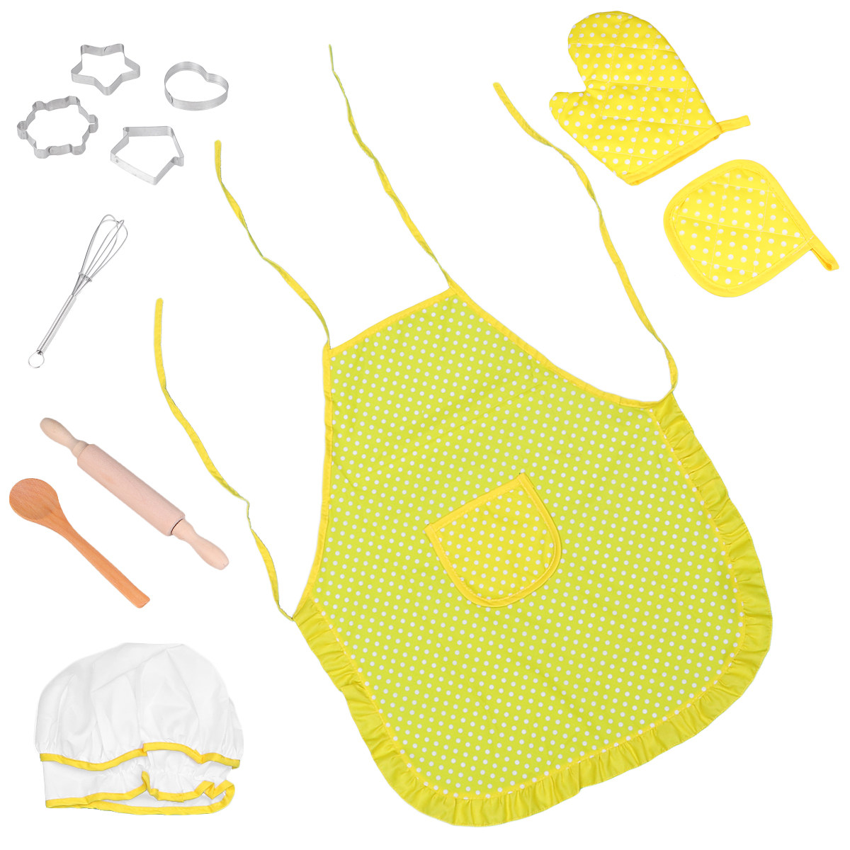 11点セットの子供用キッチンエプロン。料理、お菓子作り、レク - Kitchen Kids Baking Set のレビューと価格