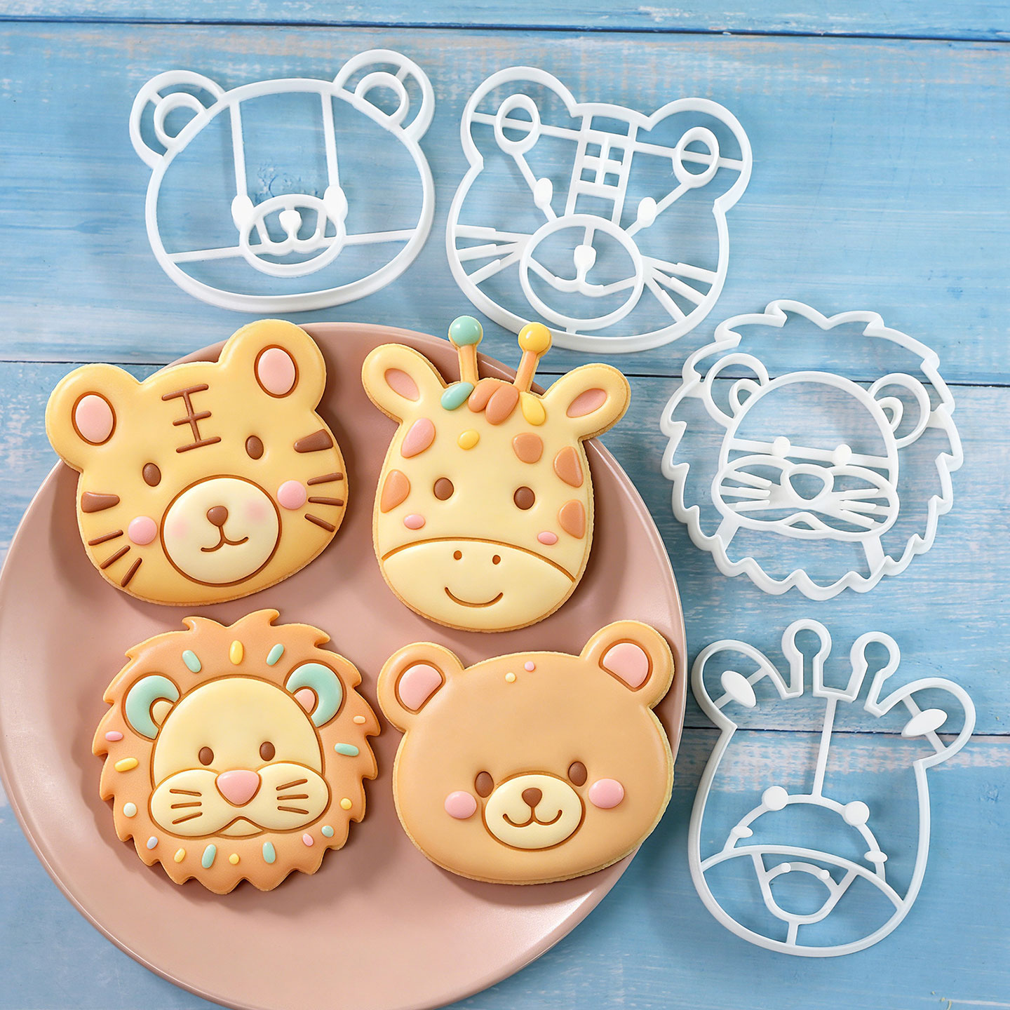 4個入り動物型クッキーカッターセット 3Dキュートなライオン - Baking Kitchen Set のレビューと価格