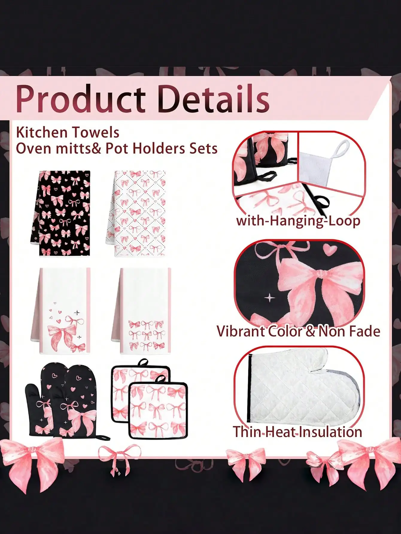 ピンクのリボンが付いたキッチングッズ10点セット。内容：食器 - Baking Kitchen Set のレビューと価格