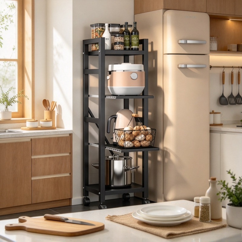 引き出し式のキッチンラック、床置きの鍋棚、多段式の隙間収納、 - Kitchen Baking Cart のレビューと価格
